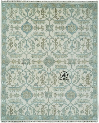Vintage-Style Turkish Wool Carpet- Bohemian Beige Oushak Home Decor large area rug