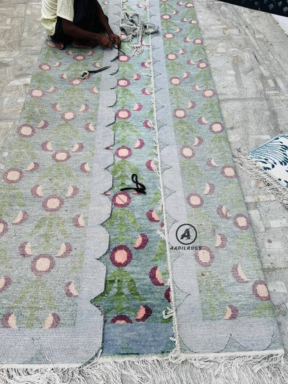 Bespoke gree’n Tree Of Life Hand Knotted Oushak Rug for Living Room, Dining Room, Hand Knotted Wool Area Rugs 8x10,9x12,10x14 Turkish Oushak Rugs