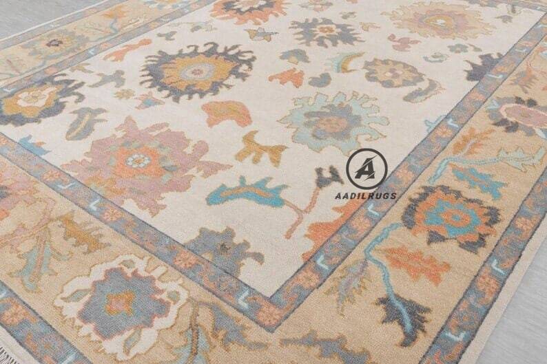 10X14 Beige and Pink Oushak rug muted multi size 8x10/9x12/10x14 Hand-knotted Vintage Oushak Wool Area Rug for Living Room, Dining room.