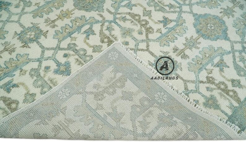 Vintage-Style Turkish Wool Carpet- Bohemian Beige Oushak Home Decor large area rug