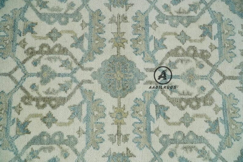 Vintage-Style Turkish Wool Carpet- Bohemian Beige Oushak Home Decor large area rug