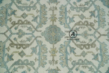 Vintage-Style Turkish Wool Carpet- Bohemian Beige Oushak Home Decor large area rug