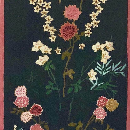 Black & Pink Flowers of Virtue Sardinian Pink Hand Tufted Runner Rug PRE ORDER
